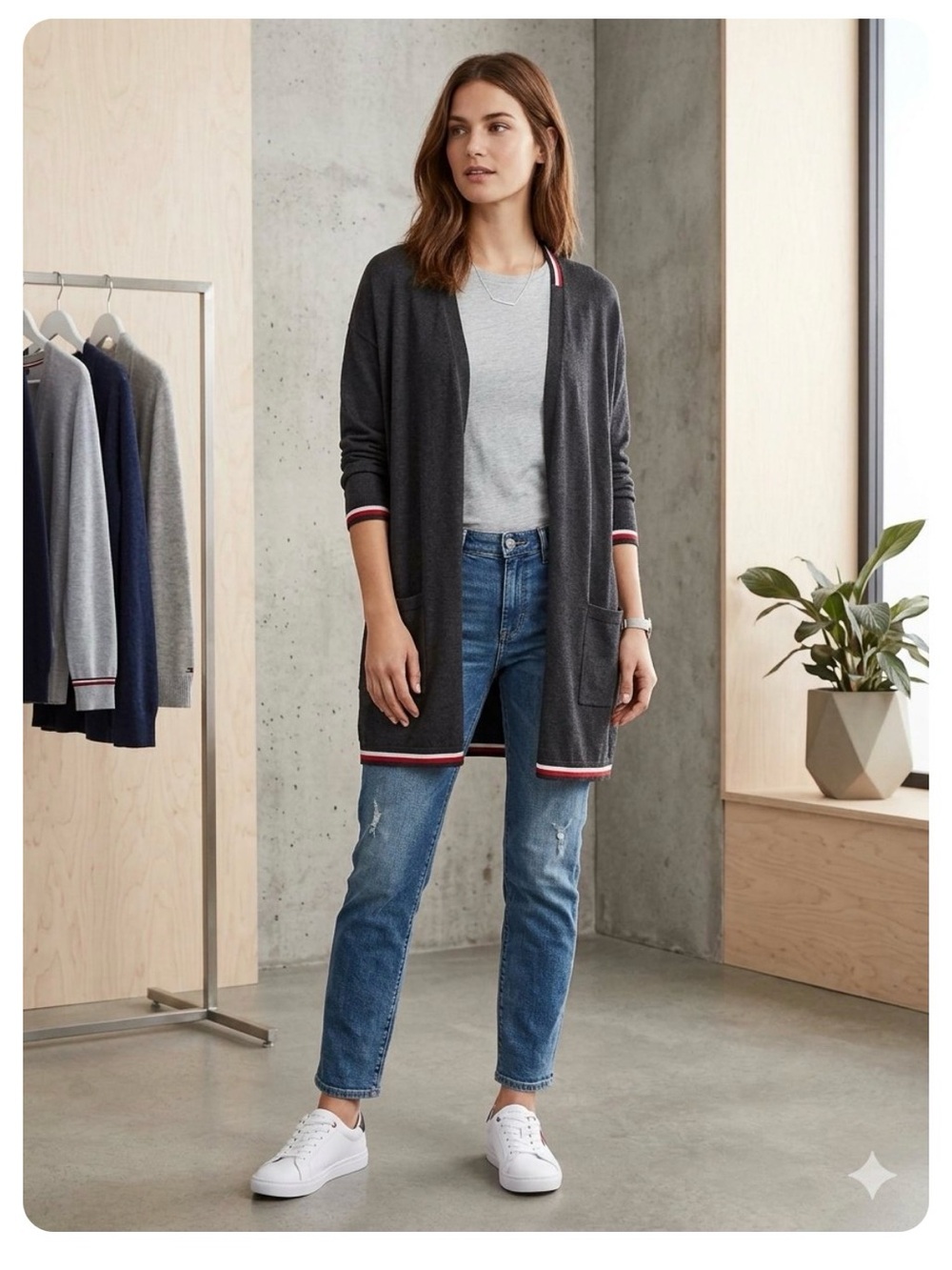 Tommy Hilfiger Black Open-Front Pocket Cardigan